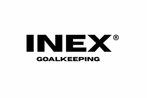 Black INEX GOALKEEPING logo text centered on a solid white background.